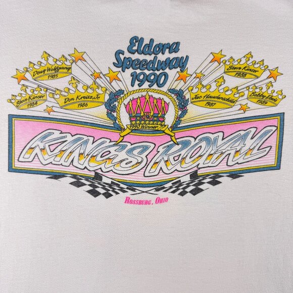 Vintage 1990 King’s Royal Racing Eldora Speedway Graphic T-Shirt Mens XL Retro - Picture 7 of 9